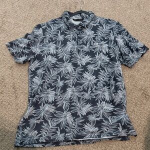 Travis Mathew Black and White Leaf Polo